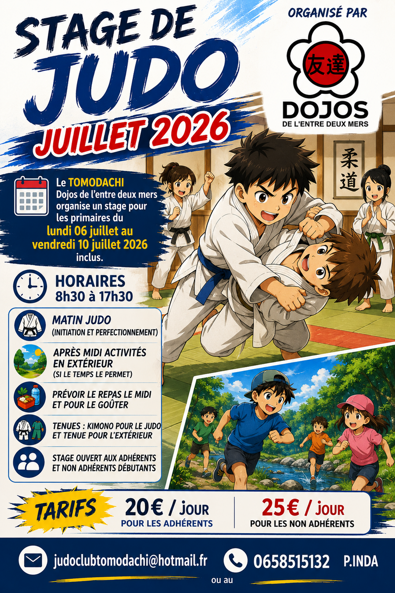 STAGE JUDO DU 6 JUILLET AU 10 JUILLET INCLUS