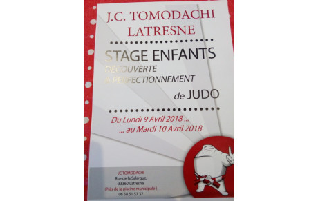 STAGE JUDO DECOUVERTE ET PERFECTIONNEMENT OUVERT A TOUS LICENCIES ET NON LICENCIES